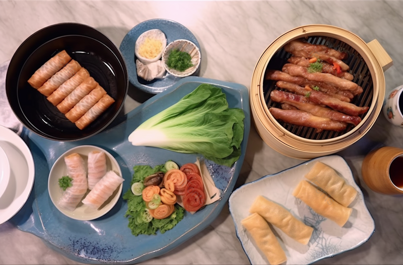 健康饮食烧麦摆盘实拍摄影图,高清,摄影图,摄影图片,图片大全,摄影图免费下载